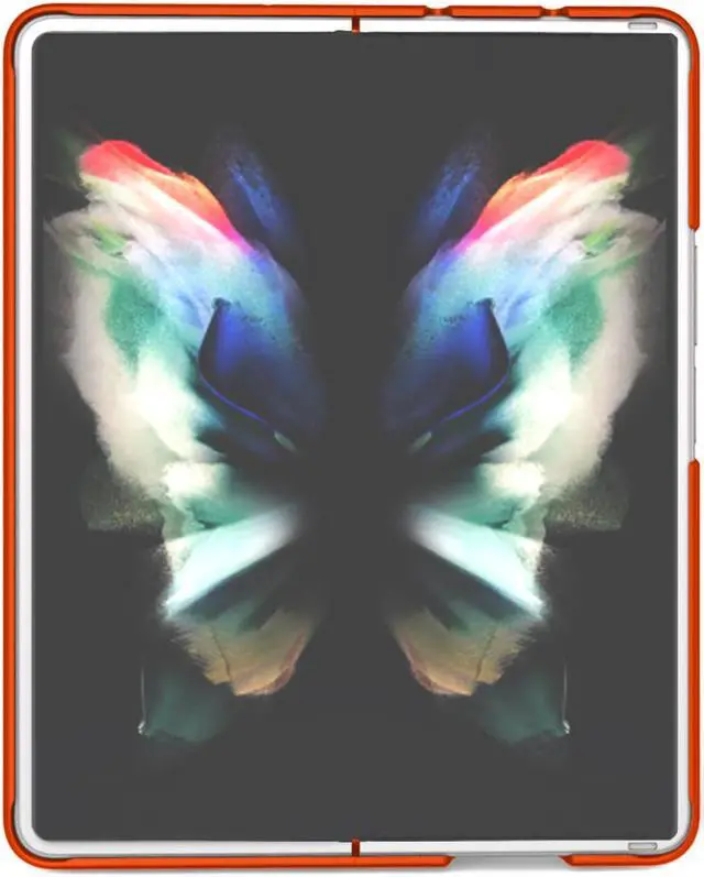 Alt view image 4 of 7 - Bright Orange Grid Case Slim Hard Shell Cover for Samsung Galaxy Z Fold 3 5G