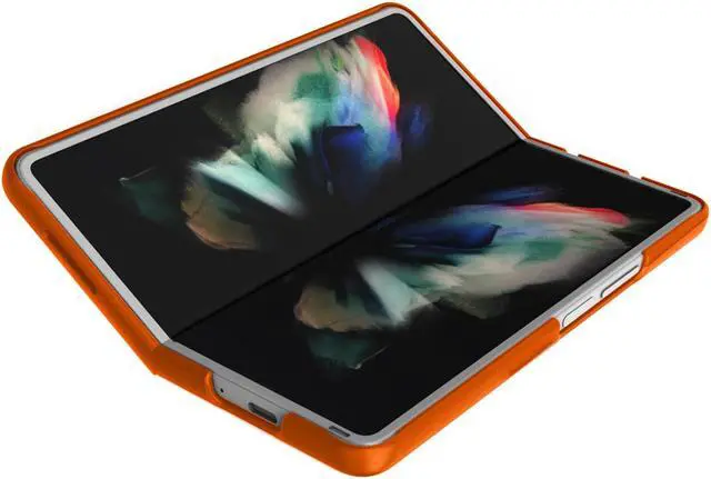 Alt view image 6 of 7 - Bright Orange Grid Case Slim Hard Shell Cover for Samsung Galaxy Z Fold 3 5G