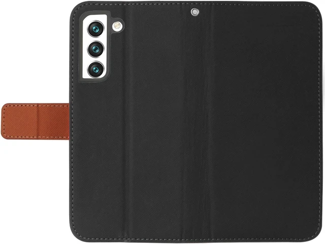 Alt view image 4 of 7 - Black/Brown Wallet Case CRedit Card ID Slot and Wrist Strap for Galaxy S22 Plus