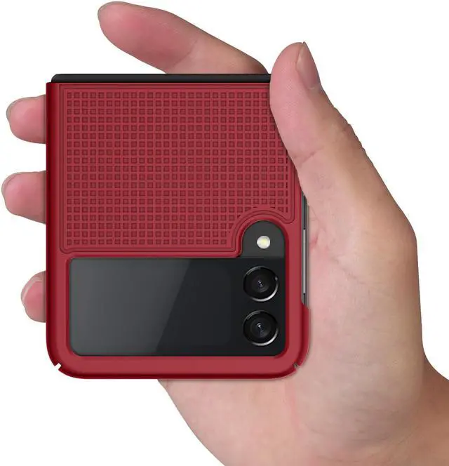 Alt view image 5 of 7 - Red Grid Textured Hard Case Slim Phone Cover for Samsung Galaxy Z Flip 3 5G