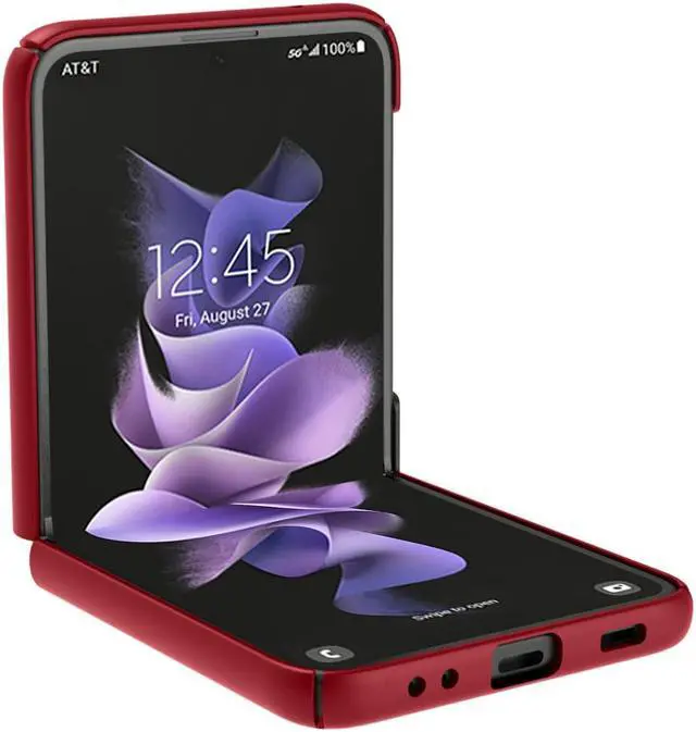 Alt view image 6 of 7 - Red Grid Textured Hard Case Slim Phone Cover for Samsung Galaxy Z Flip 3 5G