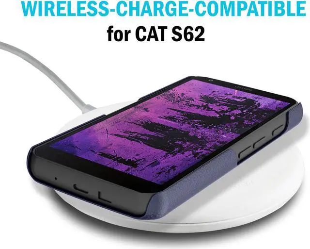 Alt view image 6 of 7 - Navy Blue Vegan Leather Credit Card Slot Wallet Case Cover for CAT S62 PRO Phone