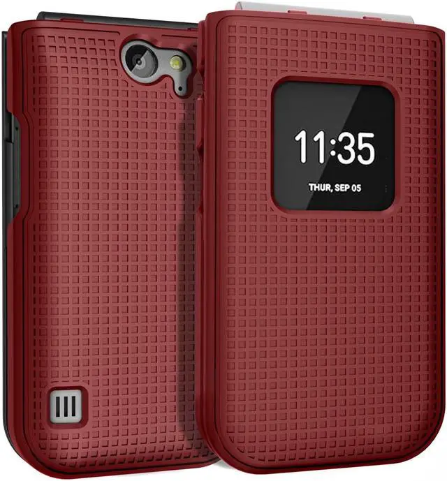Main image of Red Grid Texture Case Slim Hard Shell Slim Cover for Nokia 2720 V Flip Phone