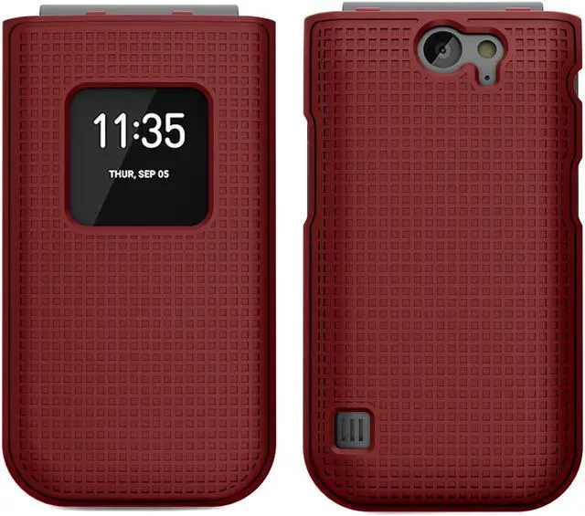 Alt view image 2 of 7 - Red Grid Texture Case Slim Hard Shell Slim Cover for Nokia 2720 V Flip Phone