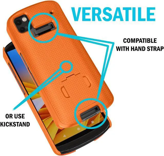 Alt view image 3 of 5 - Bright Orange Slim Hard Shell Case Cover Stand for Zebra TC53 TC58 Scanner