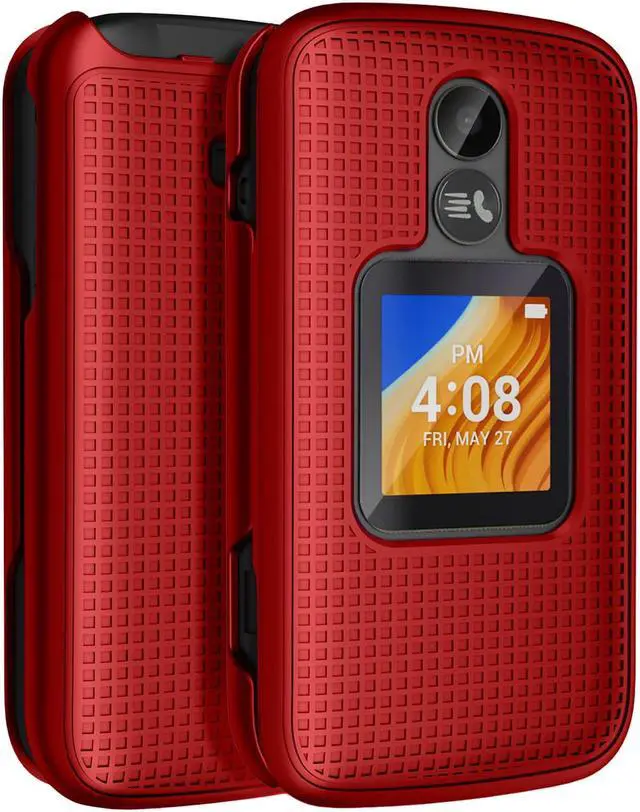 Red Grid Texture Hard Shell Case Cover for Alcatel TCL Flip 2 Phone (T408DL) Red Grid Texture Hard Shell Case Cover for Alcatel TCL Flip 2 Phone (T408DL)
