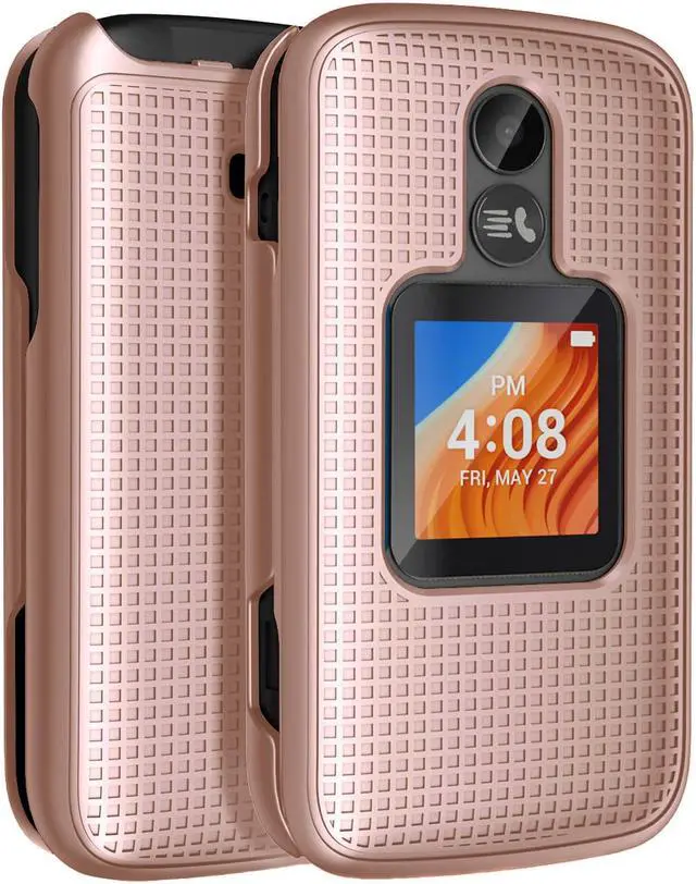 Rose Gold Pink Case Cover and Belt Clip for Alcatel TCL Flip