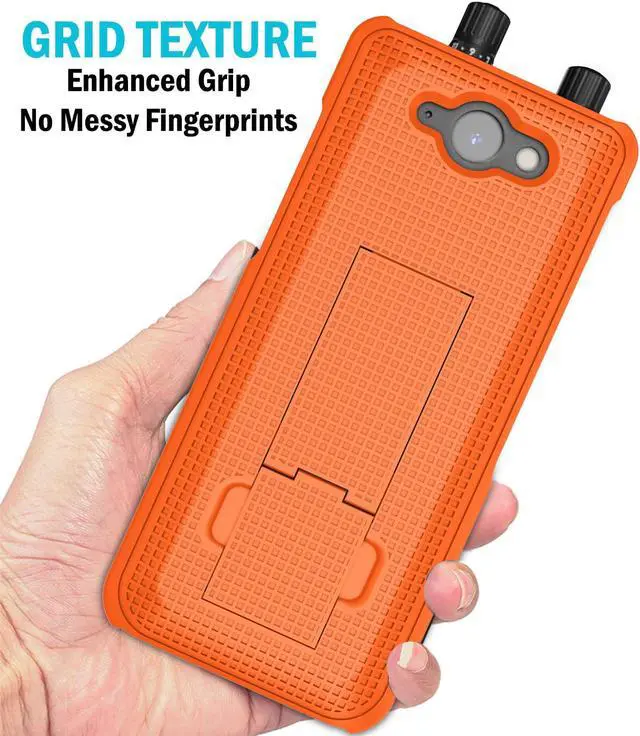 Alt view image 4 of 7 - Orange Grid Texture Slim Hard Case Cover Stand for Sonim XP5 Plus XP5900 XP5plus