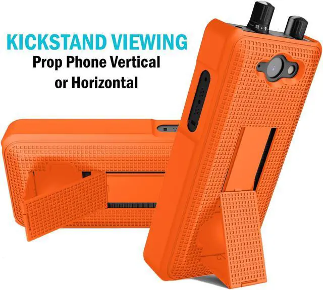 Alt view image 3 of 7 - Orange Grid Texture Slim Hard Case Cover Stand for Sonim XP5 Plus XP5900 XP5plus
