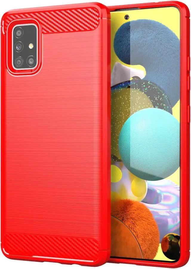 Main image of Red Carbon Fiber Flex TPU Skin Case Cover for Verizon Samsung Galaxy A51 5G UW