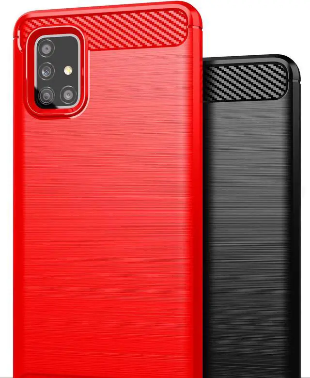 Alt view image 2 of 6 - Red Carbon Fiber Flex TPU Skin Case Cover for Verizon Samsung Galaxy A51 5G UW