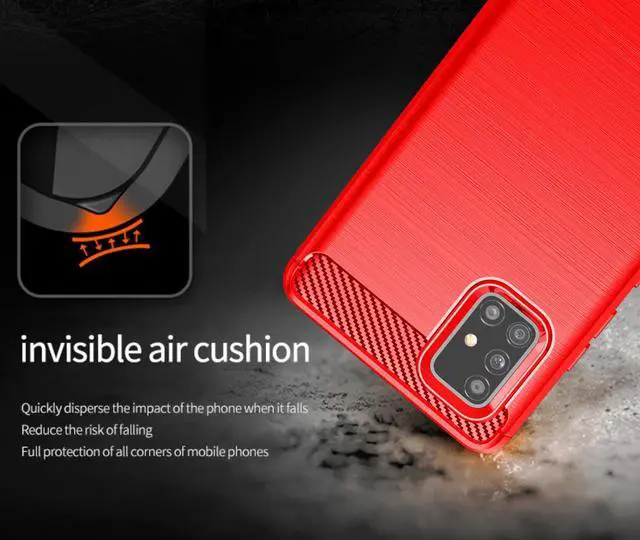 Alt view image 3 of 6 - Red Carbon Fiber Flex TPU Skin Case Cover for Verizon Samsung Galaxy A51 5G UW
