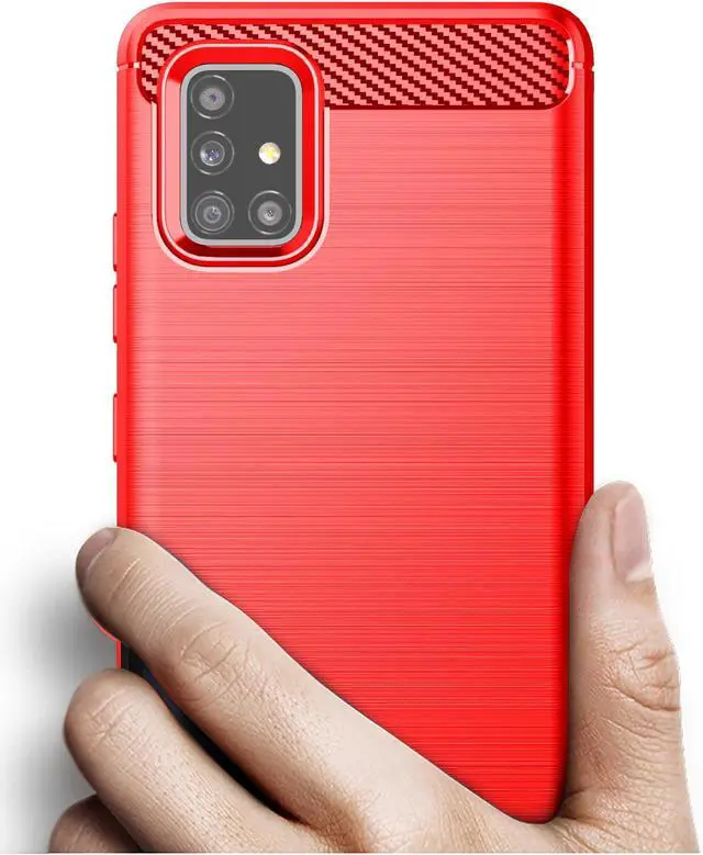 Alt view image 4 of 6 - Red Carbon Fiber Flex TPU Skin Case Cover for Verizon Samsung Galaxy A51 5G UW