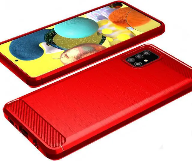 Alt view image 5 of 6 - Red Carbon Fiber Flex TPU Skin Case Cover for Verizon Samsung Galaxy A51 5G UW