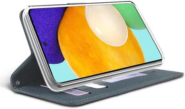 Alt view image 3 of 7 - Navy/Brown Wallet Case Credit Card Slot Lanyard Strap for Samsung Galaxy A72 5G