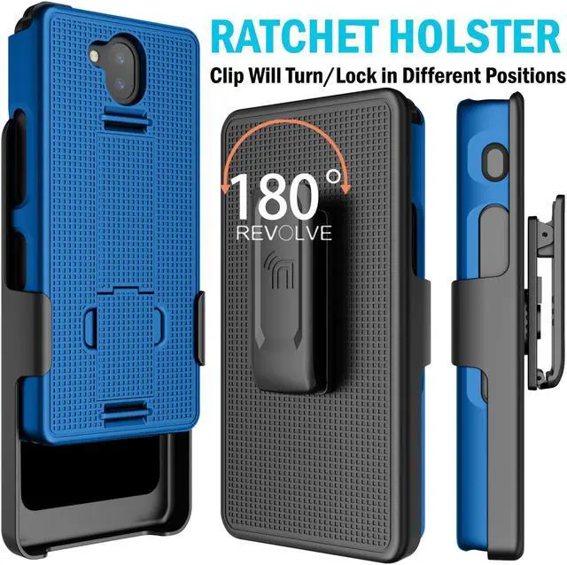 Alt view image 2 of 7 - Cobalt Blue Case Stand and Belt Clip Holster for Sonim XP10 5G Phone (XP9900)