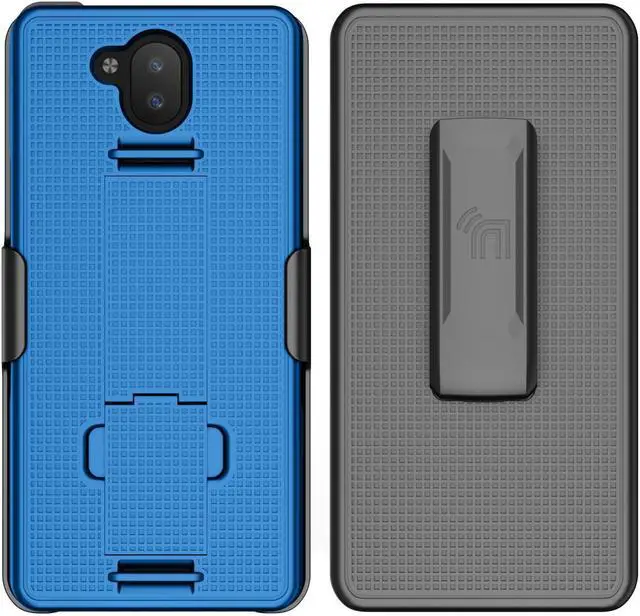 Alt view image 6 of 7 - Cobalt Blue Case Stand and Belt Clip Holster for Sonim XP10 5G Phone (XP9900)