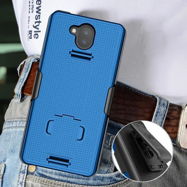 Alt view image 7 of 7 - Cobalt Blue Case Stand and Belt Clip Holster for Sonim XP10 5G Phone (XP9900)