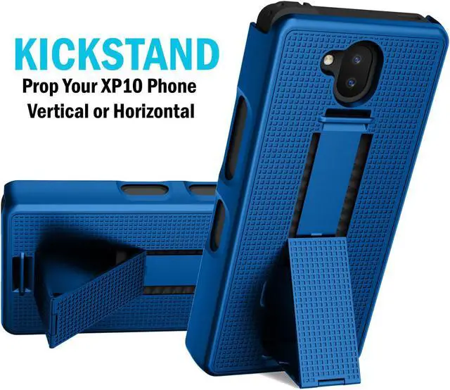 Alt view image 3 of 7 - Cobalt Blue Case Stand and Belt Clip Holster for Sonim XP10 5G Phone (XP9900)