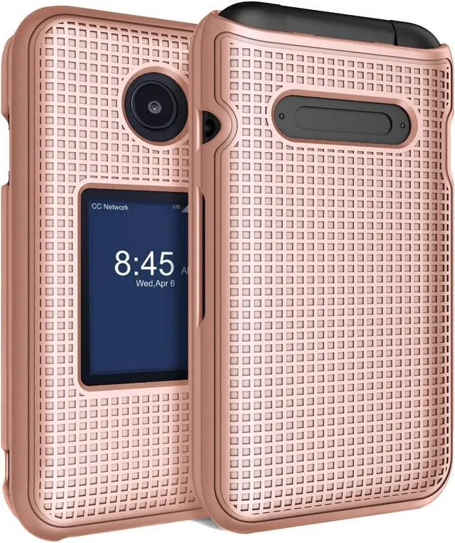 Main image of Rose Gold Pink Grid Texture Hard Shell Case Cover for Verve Snap Flip Phone