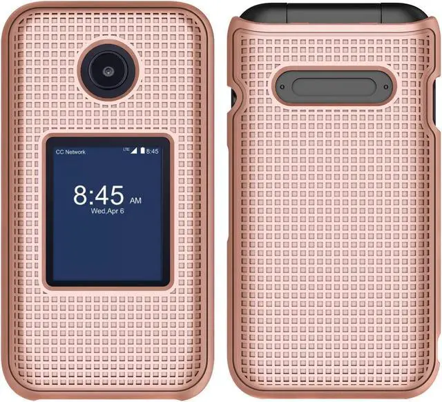 Alt view image 2 of 7 - Rose Gold Pink Grid Texture Hard Shell Case Cover for Verve Snap Flip Phone