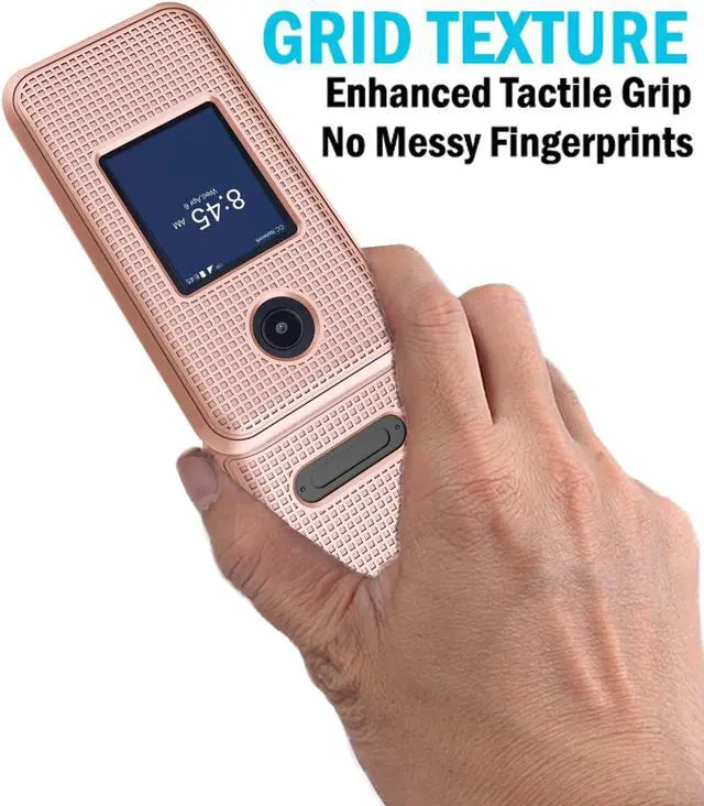 Alt view image 3 of 7 - Rose Gold Pink Grid Texture Hard Shell Case Cover for Verve Snap Flip Phone