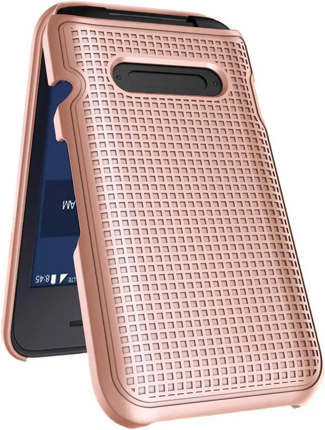 Alt view image 6 of 7 - Rose Gold Pink Grid Texture Hard Shell Case Cover for Verve Snap Flip Phone