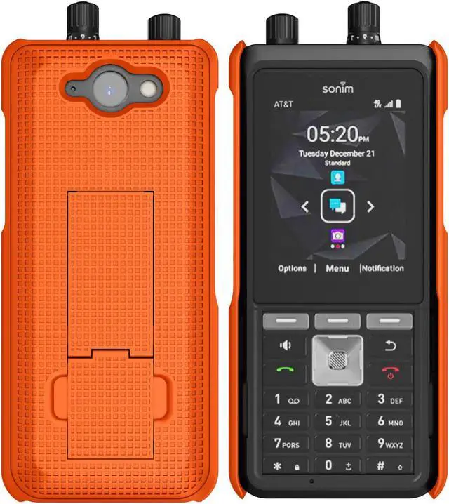 Alt view image 2 of 7 - Orange Grid Texture Slim Hard Case Cover Stand for Sonim XP5 Plus XP5900 XP5plus