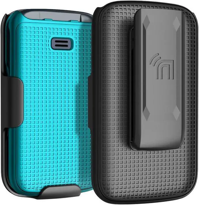 Alt view image 2 of 7 - Teal Mint Case Cover and Belt Clip Holster for Alcatel TCL Flip 2 Phone T408DL