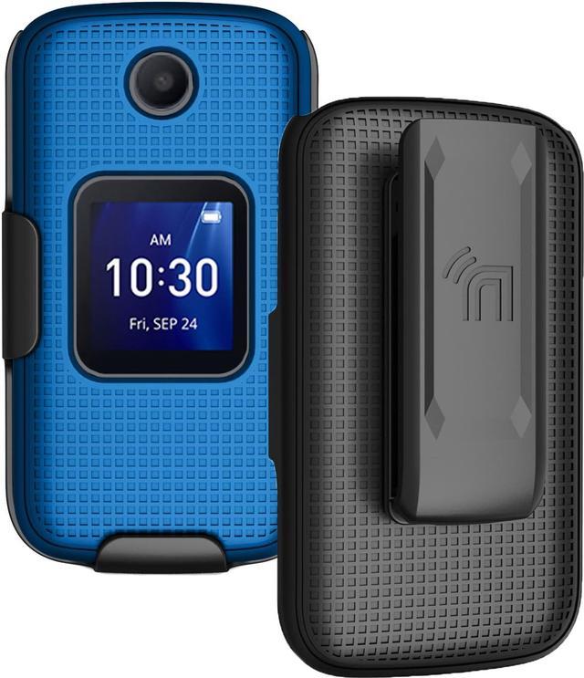 Cobalt Blue Grid Case Cover and Belt Clip for Alcatel Go Flip 4