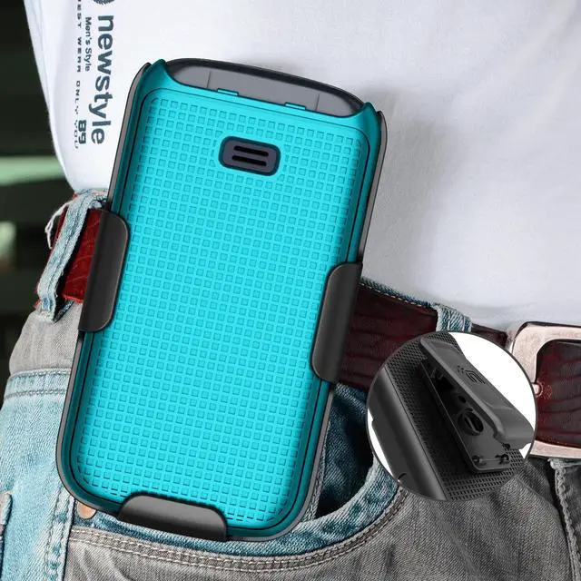 Alt view image 6 of 7 - Teal Mint Case Cover and Belt Clip Holster for Alcatel TCL Flip 2 Phone T408DL