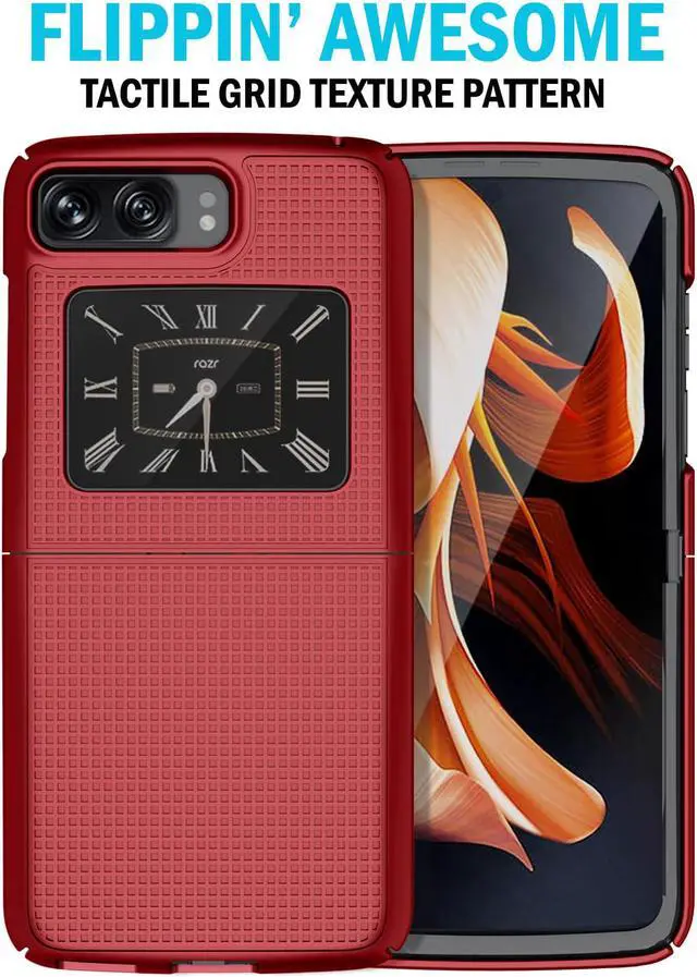 Alt view image 2 of 7 - Red Hard Case Cover and Belt Clip Holster Combo for Motorola RAZR 3 5G (2022)
