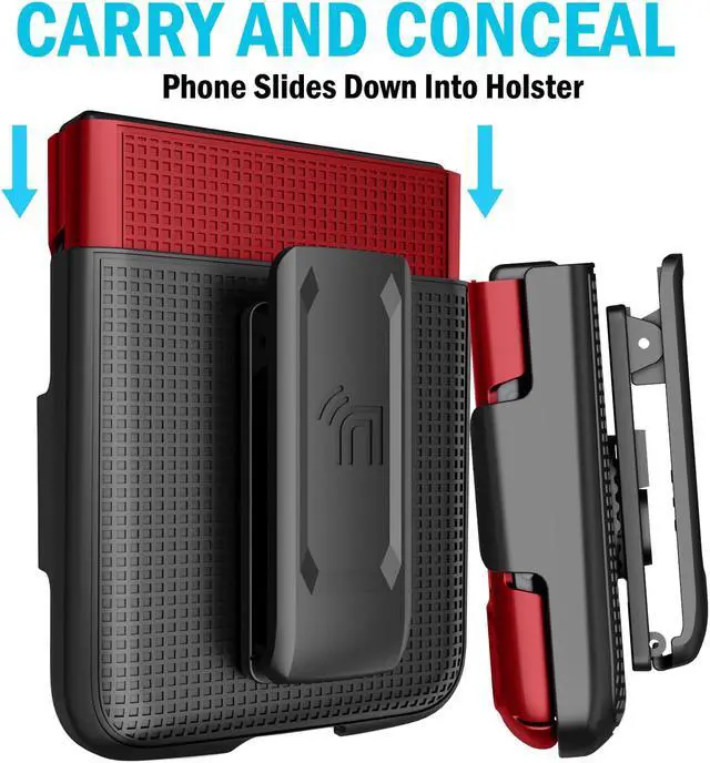 Alt view image 4 of 7 - Red Hard Case Cover and Belt Clip Holster Combo for Motorola RAZR 3 5G (2022)