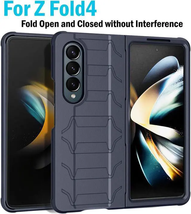 Alt view image 2 of 7 - Rugged Case and Holster with S Pen Slot for Samsung Galaxy Z Fold 4 Phone - Navy