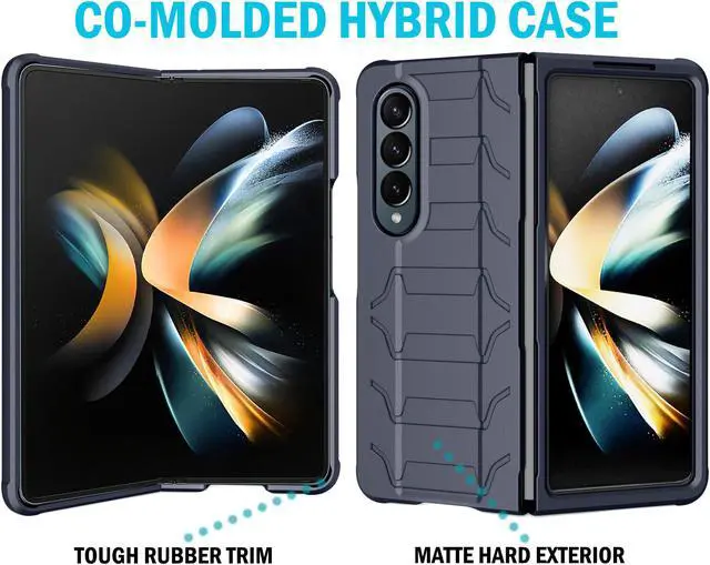 Alt view image 6 of 7 - Rugged Case and Holster with S Pen Slot for Samsung Galaxy Z Fold 4 Phone - Navy