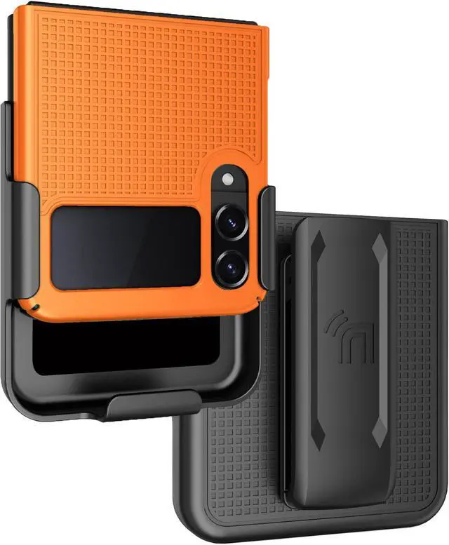 Main image of Bright Orange Hard Case Cover and Belt Clip for Samsung Galaxy Z Flip 4 5G Phone