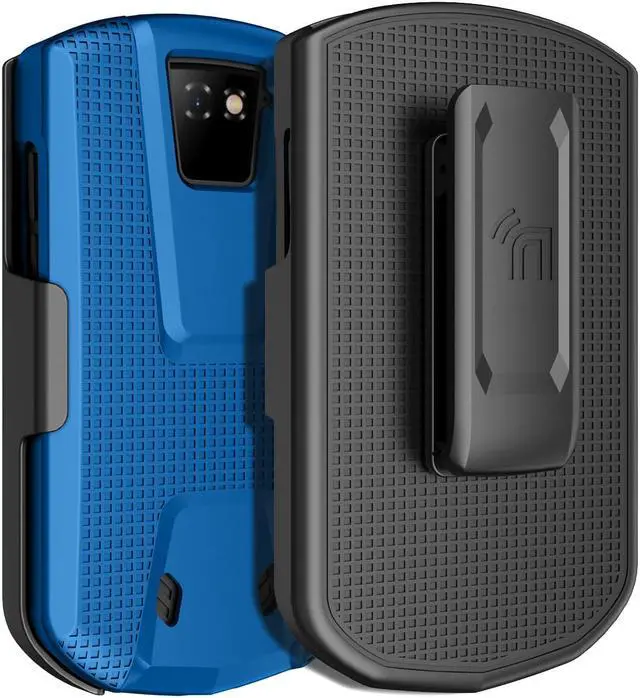 Alt view image 2 of 7 - Hard Case Cover and Belt Clip Holster for Unihertz Titan Pocket Phone - Blue