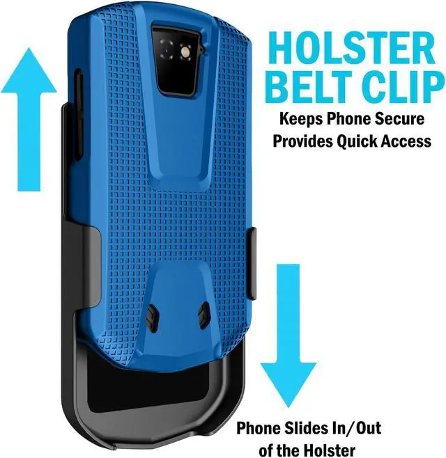 Alt view image 4 of 7 - Hard Case Cover and Belt Clip Holster for Unihertz Titan Pocket Phone - Blue