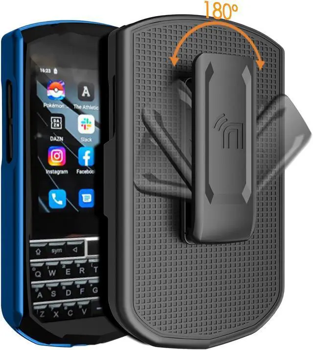 Alt view image 6 of 7 - Hard Case Cover and Belt Clip Holster for Unihertz Titan Pocket Phone - Blue