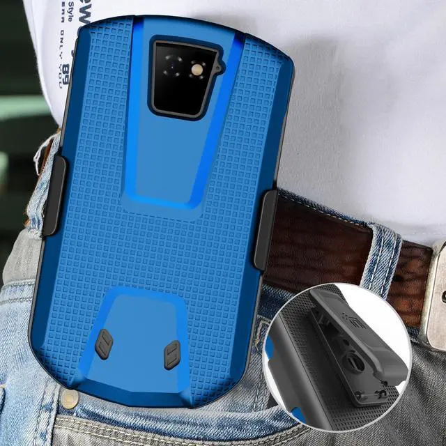 Alt view image 7 of 7 - Hard Case Cover and Belt Clip Holster for Unihertz Titan Pocket Phone - Blue