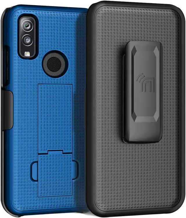 Alt view image 3 of 7 - Blue Case Cover Kickstand and Belt Clip Holster for Kyocera DuraSport 5G UW