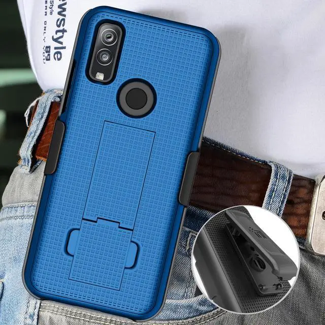 Alt view image 7 of 7 - Blue Case Cover Kickstand and Belt Clip Holster for Kyocera DuraSport 5G UW