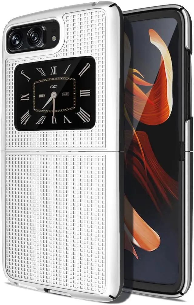 Main image of Pearl White Hard Case Slim Textured Phone Cover for Motorola Moto RAZR 2022 5G
