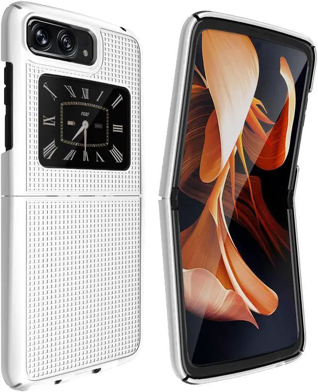 Alt view image 5 of 7 - Pearl White Hard Case Slim Textured Phone Cover for Motorola Moto RAZR 2022 5G
