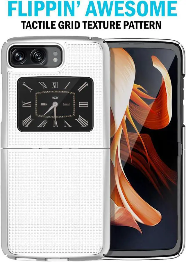 Alt view image 2 of 7 - Pearl White Hard Case Slim Textured Phone Cover for Motorola Moto RAZR 2022 5G