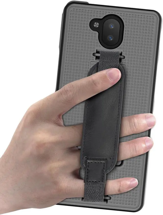 Main image of Black Slim Shell Kickstand Case + Hand Strap for Sonim XP10 5G Phone (XP9900)