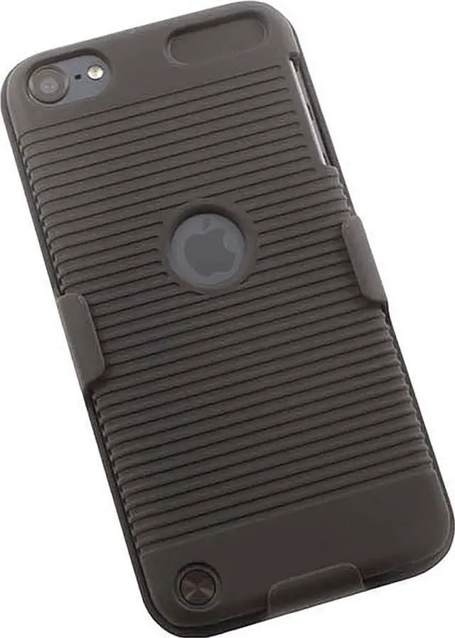 Main image of BLACK RUBBERIZED HARD CASE + BELT CLIP HOLSTER COMBO FOR iPOD TOUCH 5 6 7