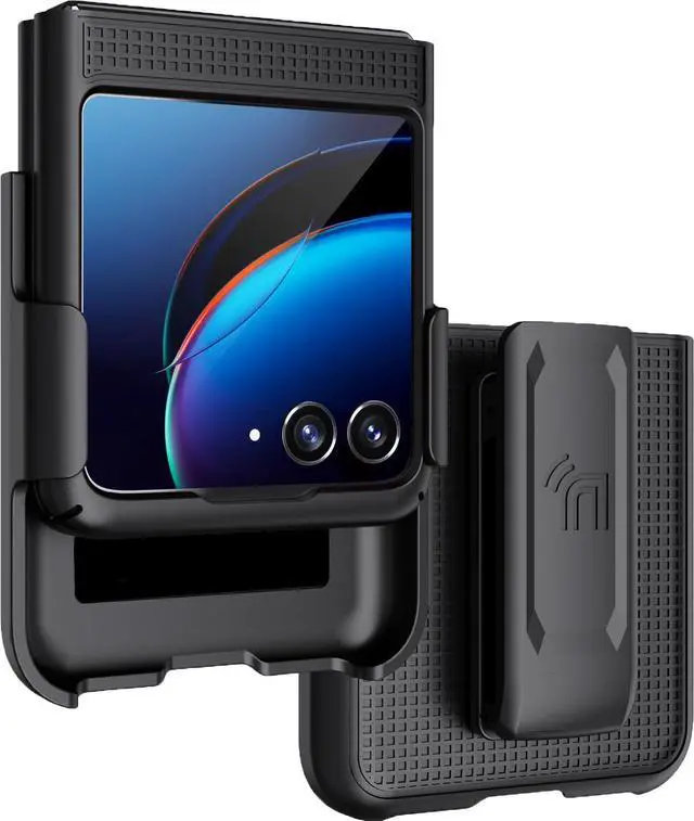 Main image of Black Hard Case Cover and Belt Clip Holster for Motorola RAZR Plus (2023) RAZR+