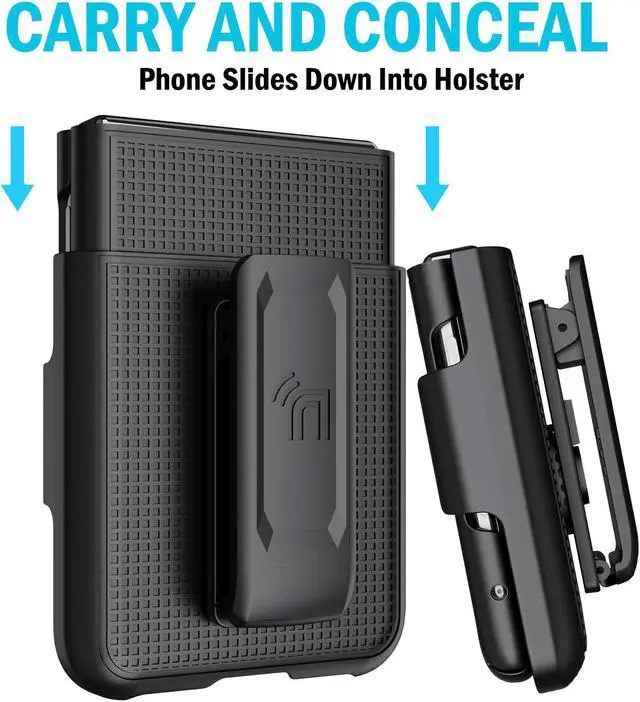Alt view image 5 of 7 - Black Hard Case Cover and Belt Clip Holster for Motorola RAZR Plus (2023) RAZR+