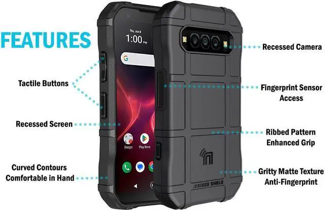 Alt view image 7 of 7 - Special Ops Rugged Shield Case for Kyocera DuraForce Pro 3 - Black Carbon Fiber